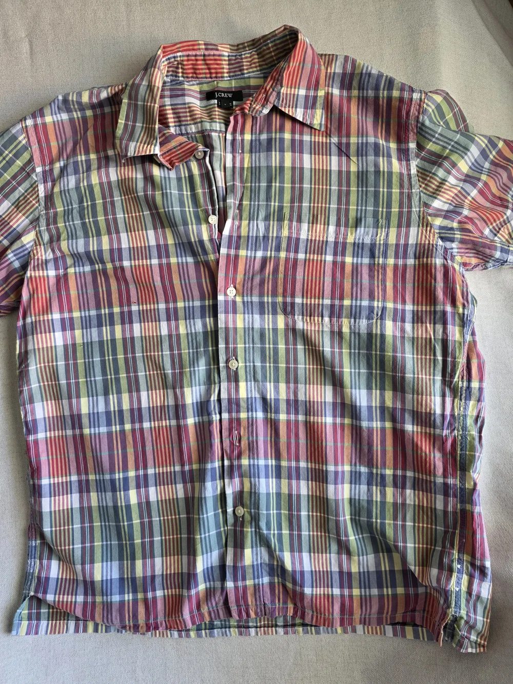 J. Crew Multicolor Plaid Short-Sleeve Shirt - Pastel Check